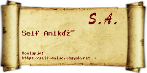 Seif Anikó névjegykártya